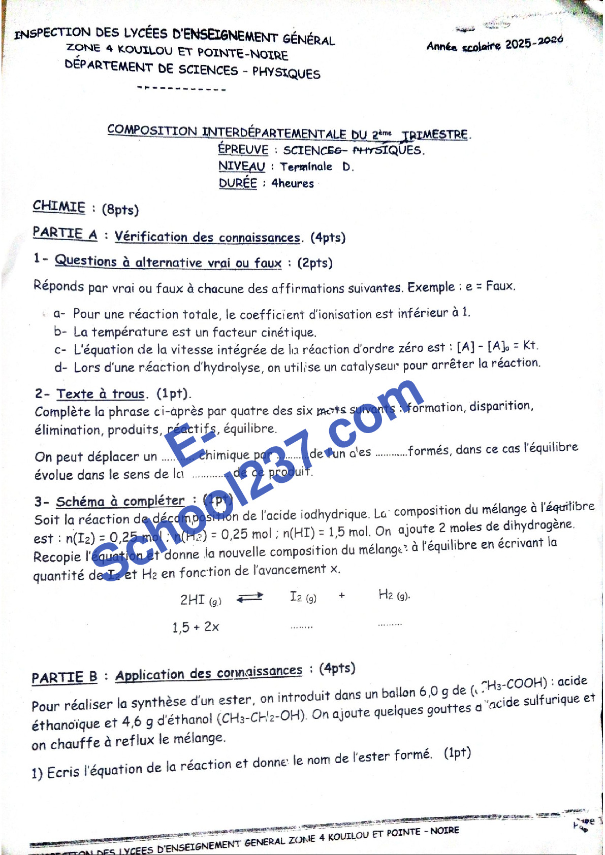 Composition du 2e Trimestre PC TD PNR 2025-2026